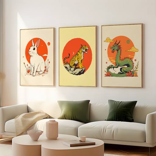 Tiger in Vibrant Grunge Print - Custom Chinese Zodiac Poster 8