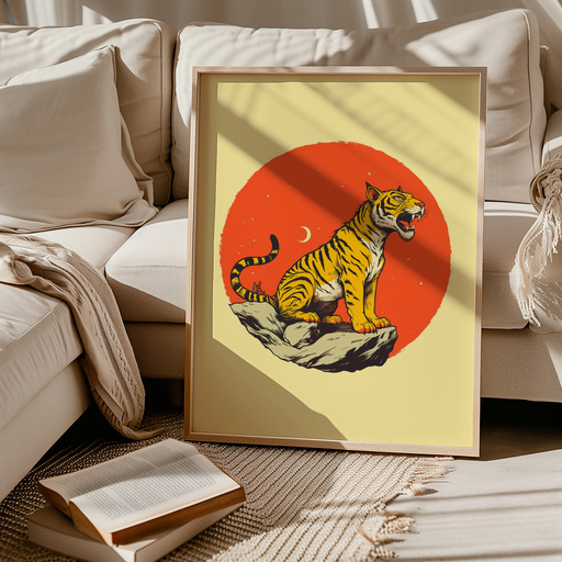 Tiger in Vibrant Grunge Print - Custom Chinese Zodiac Poster 9