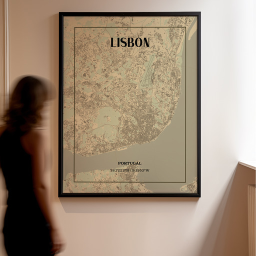 Lisbon in Vintage Poster - Street Map 11