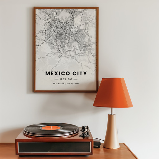 Mexico City in Light Poster - Street Map 10