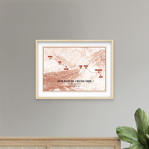 Our Danube River Cruise Trip Poster - Hill Shade Map 9