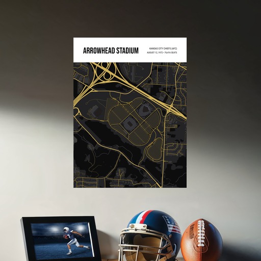 Kansas City Chiefs Stadium Poster - Street Map 9