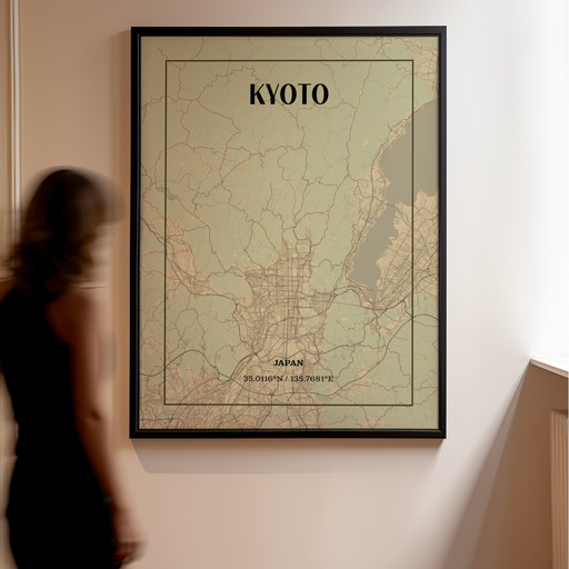 Kyoto in Vintage Poster - Street Map 11