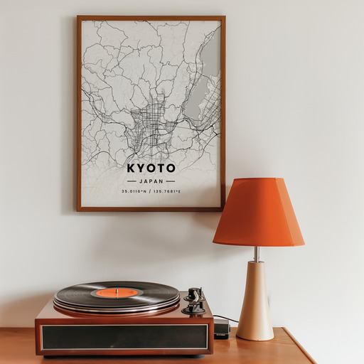 Kyoto in Light Poster - Street Map 10