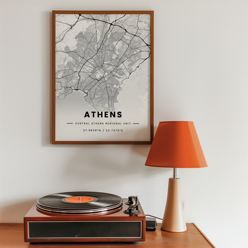 Athens in Light Poster - Street Map 10