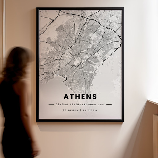 Athens in Light Poster - Street Map 11