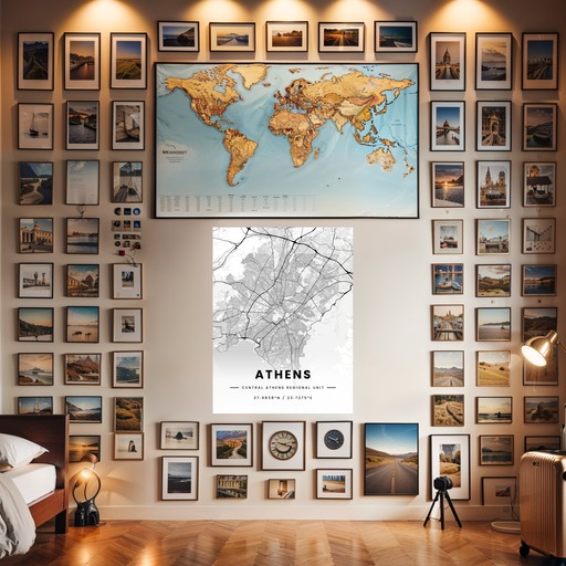 Athens in Light Poster - Street Map 8