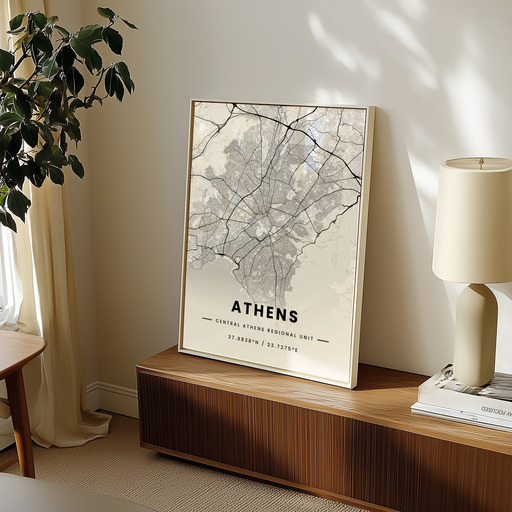 Athens in Light Poster - Street Map 9
