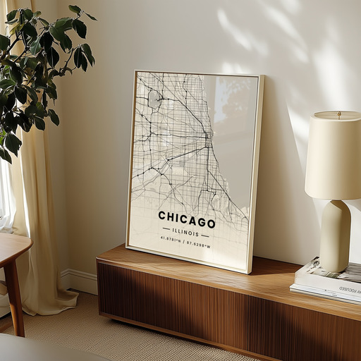 Chicago in Light Poster - Street Map 10