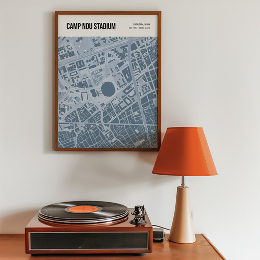 Camp Nou Stadium Poster - Street Map 10