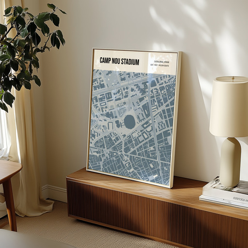 Camp Nou Stadium Poster - Street Map 9