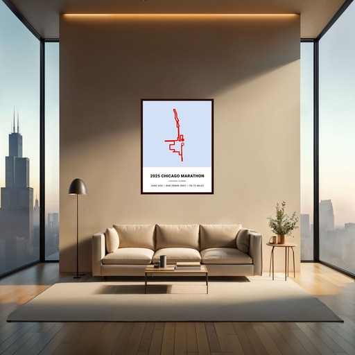 Minimalist 2025 Chicago Marathon Poster - Route Map 10