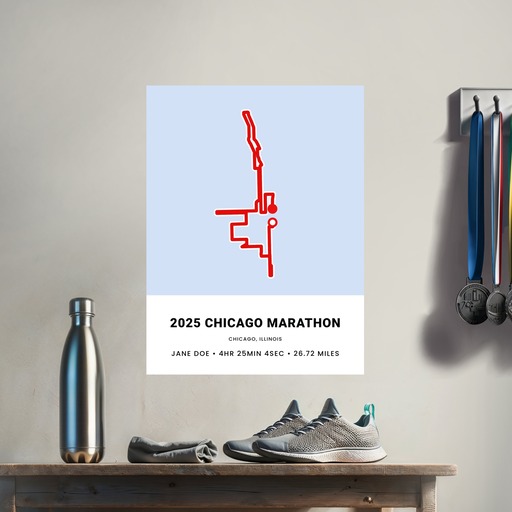 Minimalist 2025 Chicago Marathon Poster - Route Map 8