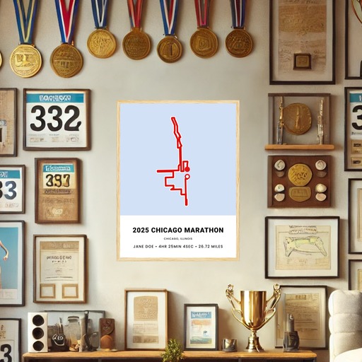 Minimalist 2025 Chicago Marathon Poster - Route Map 9