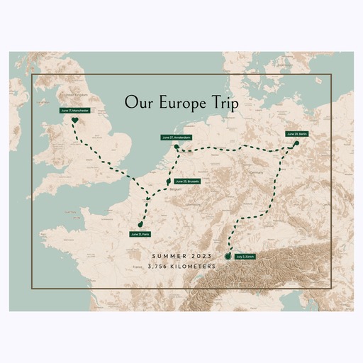 Our Europe Trip Poster - Route Map 6