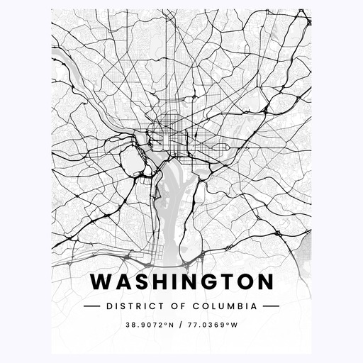 Washington D.C. in Light Poster - Street Map 6