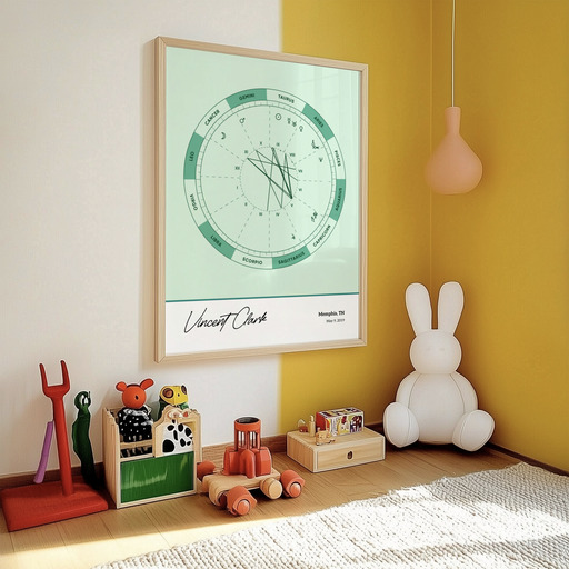 The Day you Were Born Poster - Emerald - Natal Chart 10