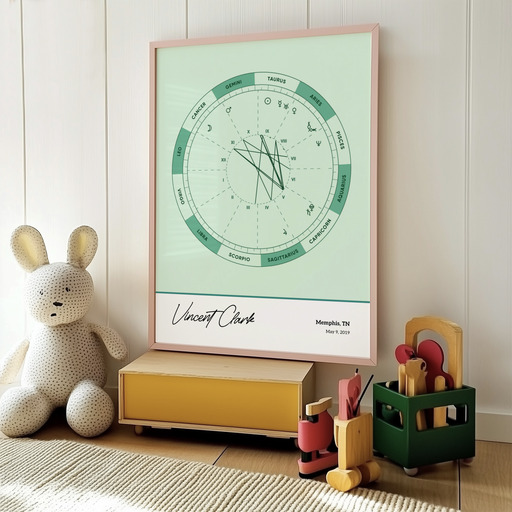 The Day you Were Born Poster - Emerald - Natal Chart 7