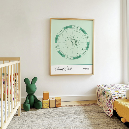 The Day you Were Born Poster - Emerald - Natal Chart 8