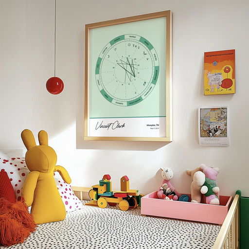 The Day you Were Born Poster - Emerald - Natal Chart 9