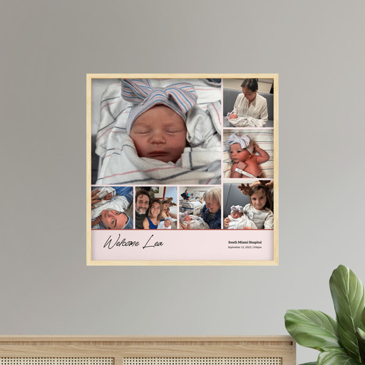 Baby Girl Birth Poster - Photo Collage Print 8