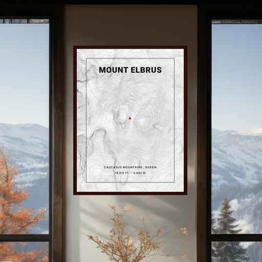 Mount Elbrus Poster - Topo Map 10