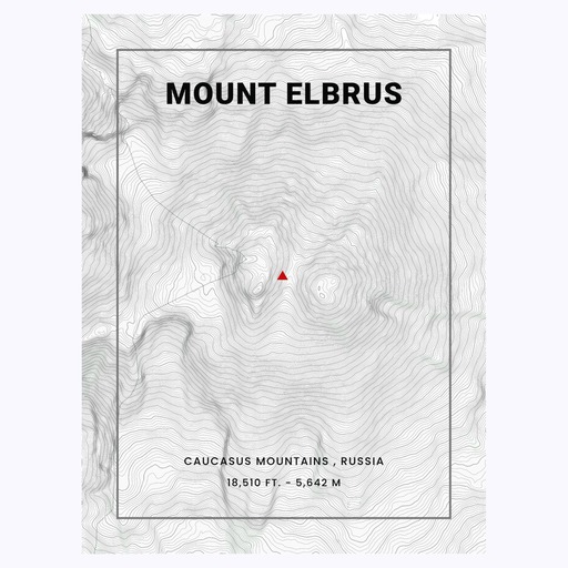 Mount Elbrus Poster - Topo Map 6