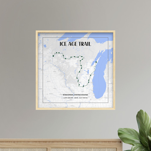 Ice Age Trail Hiking Trip Poster - Route Map 7