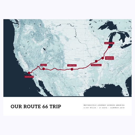 Our Route 66 Road Trip Poster - Route Map 6