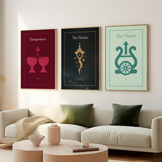 The Hermit in Block Print - Custom Tarot Card Poster 8