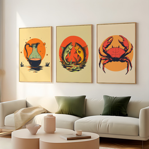 Pisces in Vibrant Grunge Print - Custom Zodiac Sign Poster 8