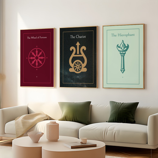 The Chariot in Block Print - Custom Tarot Card Poster 8