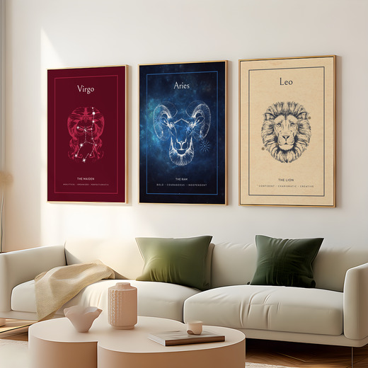 Aries in Embellished Outline Print - Custom Zodiac Sign Poster 8