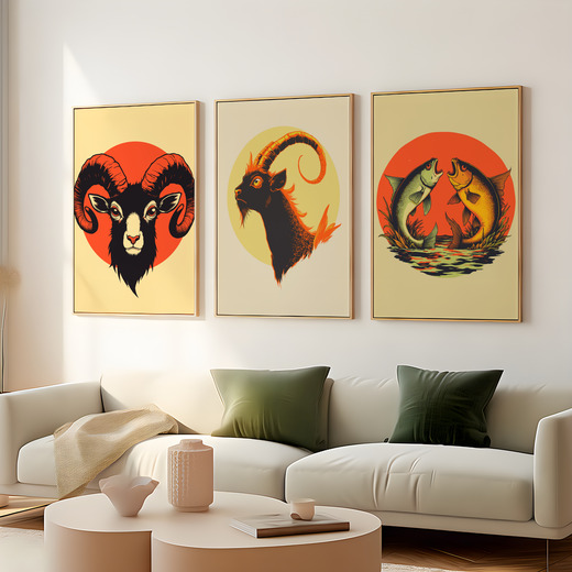 Capricorn in Vibrant Grunge Print - Custom Zodiac Sign Poster 8