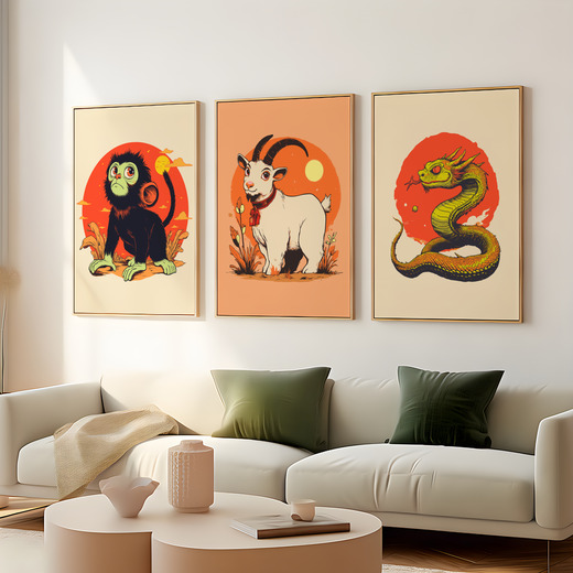 Goat in Vibrant Grunge Print - Custom Chinese Zodiac Poster 8