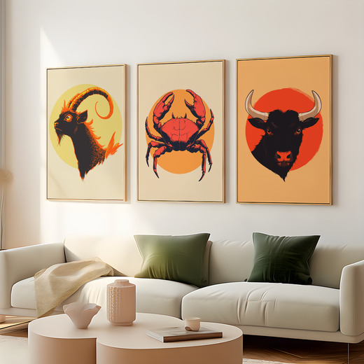 Cancer in Vibrant Grunge Print - Custom Zodiac Sign Poster 8