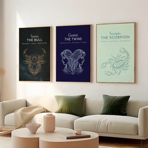 Gemini in Fine Line Print - Custom Zodiac Sign Poster 8