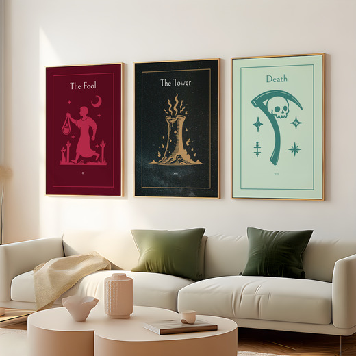 The Tower in Block Print - Custom Tarot Card Poster 8