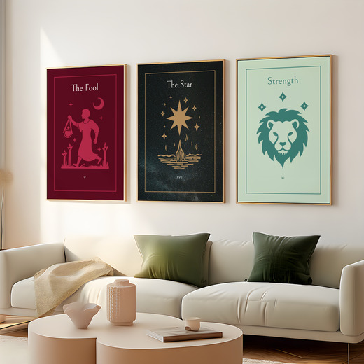 The Star in Block Print - Custom Tarot Card Poster 8