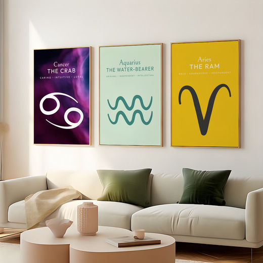 Aquarius in Wavy Paintbrush Print - Custom Zodiac Sign Poster 8