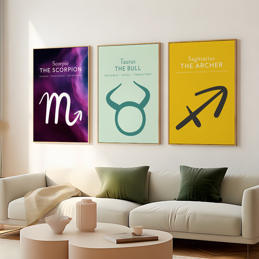 Taurus in Wavy Paintbrush Print - Custom Zodiac Sign Poster 7