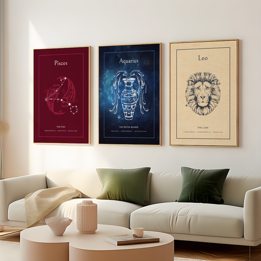 Aquarius in Embellished Outline Print - Custom Zodiac Sign Poster 7