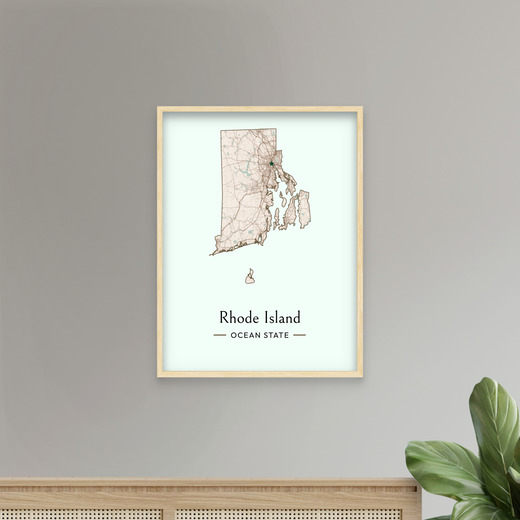Rhode Island State Poster - Boundary Map 8