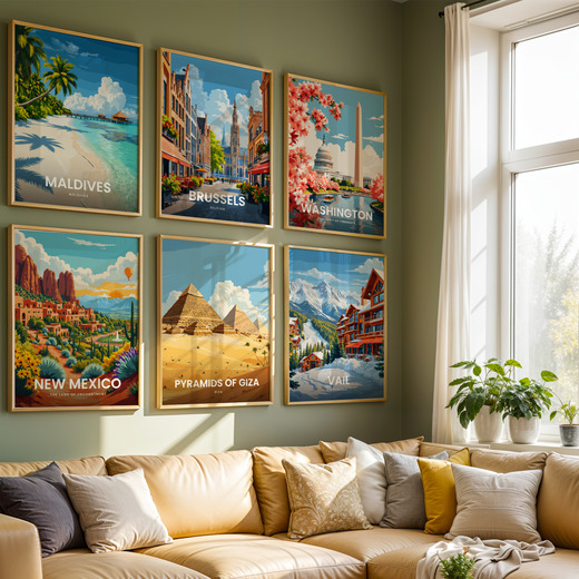 Pyramids of Giza Travel Print - Vintage Travel Art Poster 8