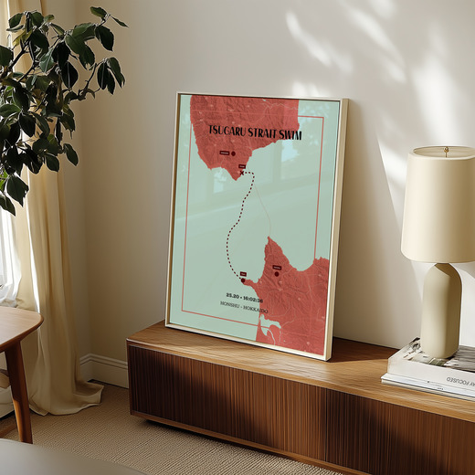 Tsugaru Strait Swim Poster - Route Map 8