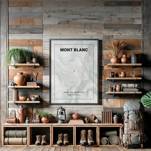 Mont Blanc Poster - Topo Map 8