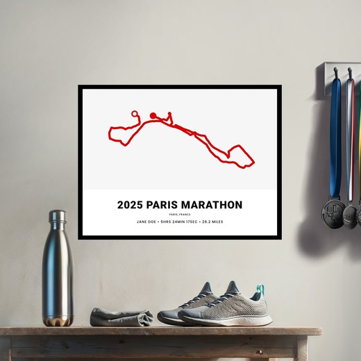 Minimalist 2025 Paris Marathon Poster - Route Map 8