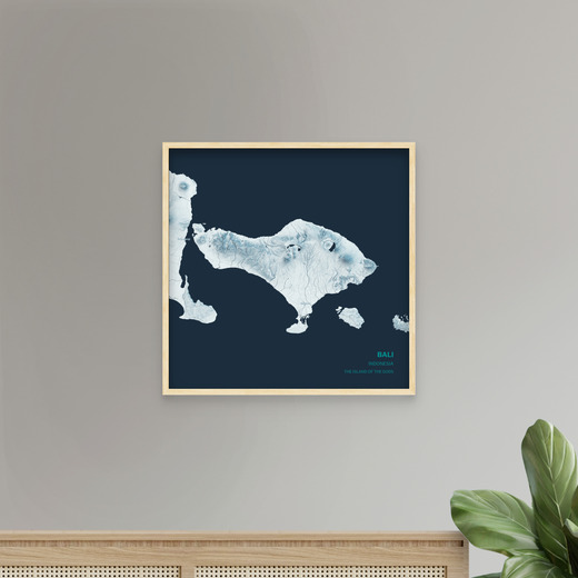 Island of Bali Poster - Terrain Map 9