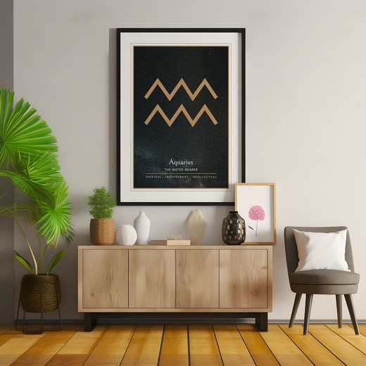 Aquarius in Simple Sharp Print - Custom Zodiac Sign Poster 8