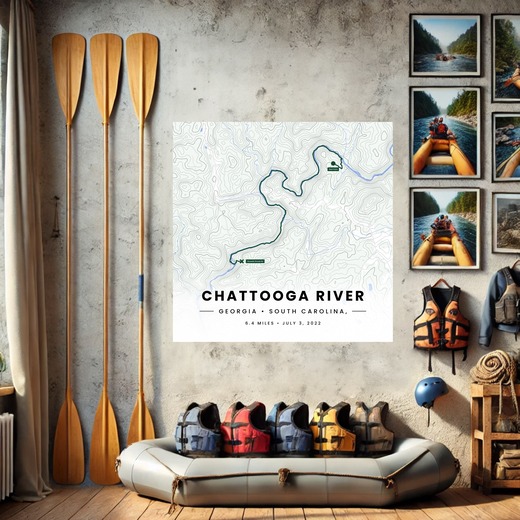 Rafting Trip to the Chattooga River Poster - Route Map 8